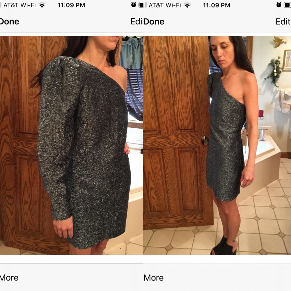 Deja by New & Company Black One Shoulder Dress